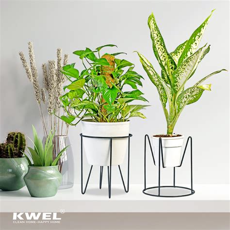 KWEL 2 Way Metal Planter Stand, Indoor/Outdoor Modern Plant Stand Blac ...