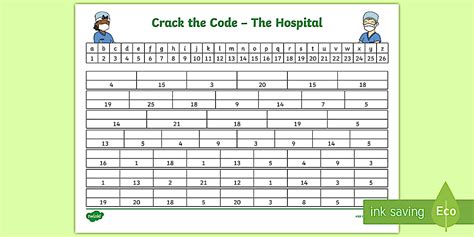 The Hospital Aistear Crack the Code Worksheet