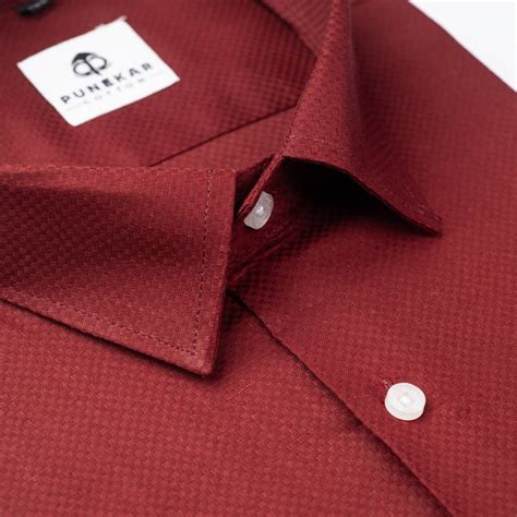 Maroon Color Dobby Cotton Shirt For Men – Punekar Cotton
