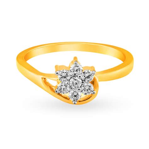 Elegant Floral Motif Seven Stone Diamond Finger Ring