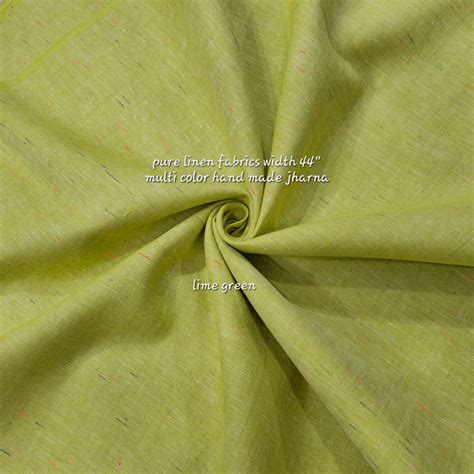 Handwoven Pure Linen 80 Lea Jharna Design Fabric (Lime Green) – Essence ...