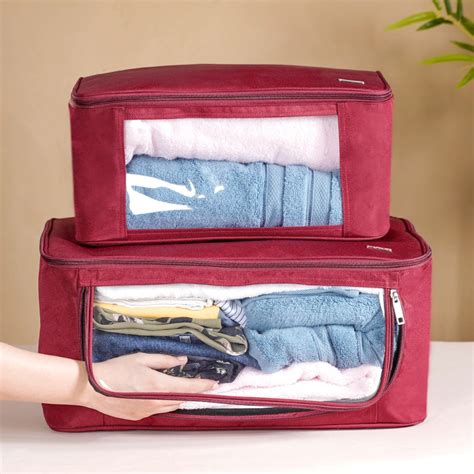 Clothes Storage Organiser Bag Set Of 2 Red Online - Premium Clothes ...