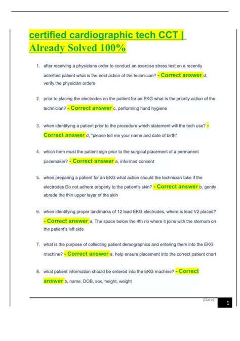certified cardiographic tech CCT | Already Solved 100% - Certified ...