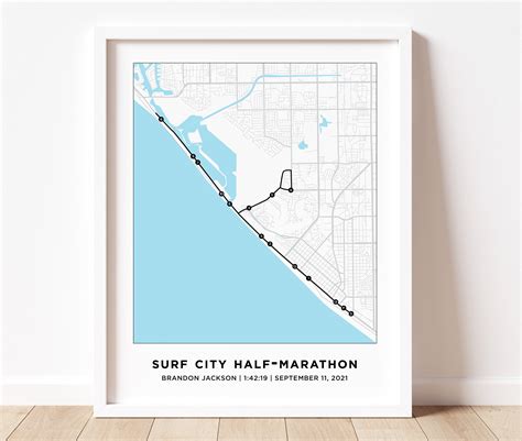 Surf City Half-marathon Course Map Personalized Surf City - Etsy