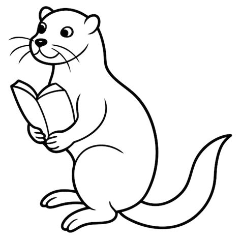 European otter reading icon vector illustration | Premium Vector