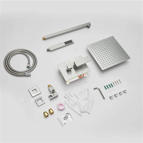 BWE Shower Faucet Brushed Nickel 1-handle Multi-function Square Shower ...