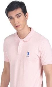 U.S. POLO ASSN. Self Design Men Polo Neck Pink T-Shirt - Buy U.S. POLO ...