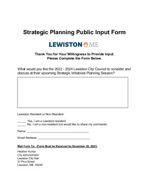 Fillable Online Strategic Planning Public Input Form Fax Email Print ...