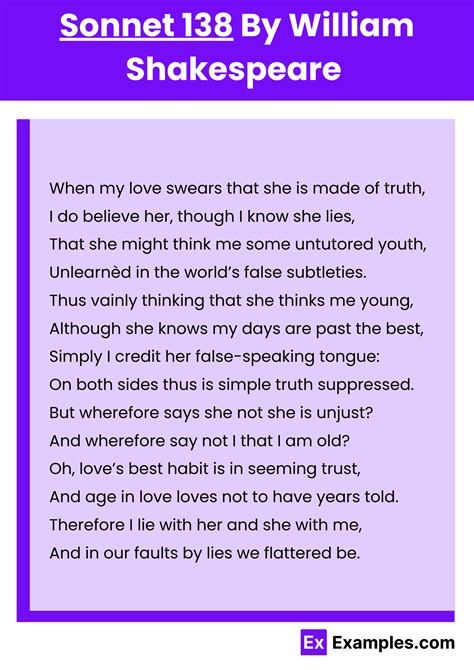 Sonnet 138 Poem by William Shakespeare to Download