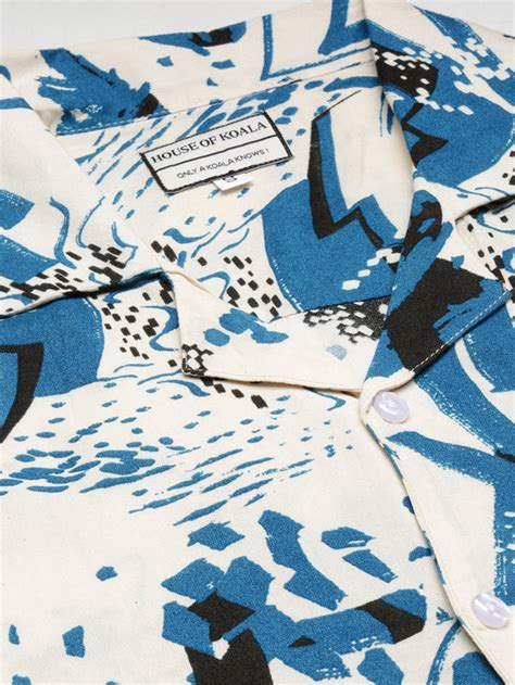 Unisex Cubano Cream Printed Relaxed Fit Resort Shirt