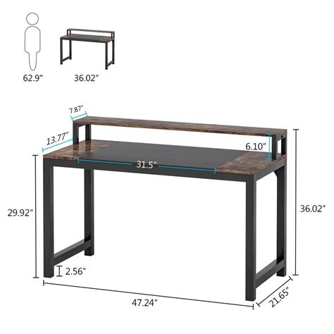 Buy Alan 47 in. Rectangular Black Metal and Brown Particle Wood Board ...