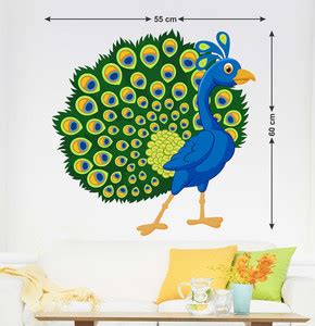Tuffuk 60 cm Colorful Hands Peacock | Wall Stickers | PVC Vinyl | Non ...