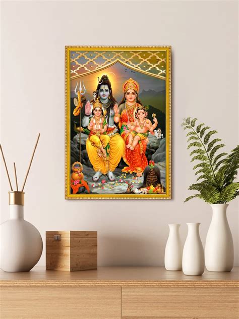 999store Lord Shiva Parivar Photo Painting With Photo Frame Temple ...