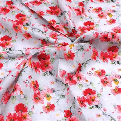 Buy Red Pure Cotton Digital Printed Fabric Unstitched – FAB VOGUE Studio