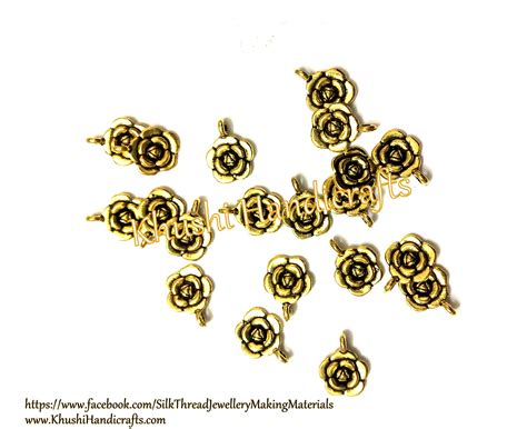 Antique Gold Flower Rose charms.Pack of 20 pieces! – Khushi Handicrafts