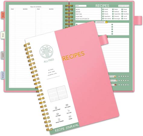 ALLTREE Recipe Book to Write in Your Own Recipes, Sprial Personal Blank ...