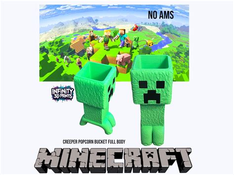 CREEPER POPCORN BUCKET W/FEET BASE -NO AMS by INFINITY 3D PRINTS ...