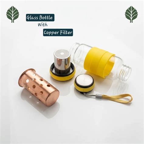 Glass Water Bottle with Copper Filter 300ml 550ml – Buy Online India ...