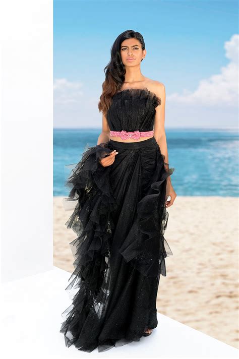 Ruffle tube top with skirt saree – Sonaakshi Raaj