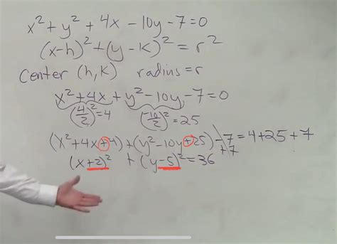 [Finding the center and radius of a circle given the equation of a ...