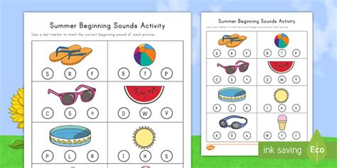 Summer Beginning Sounds Worksheet | ELA | Twinkl USA