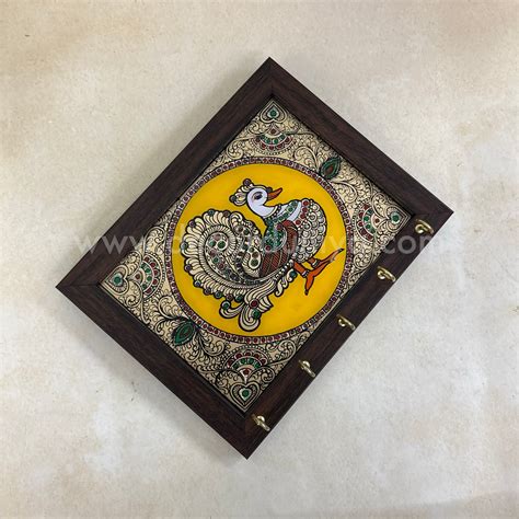 Peacock Key holder | Reverse Glass Painting | Tanjore Artwork - PVK11 ...