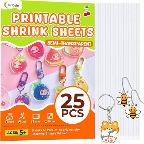 Amazon.com: CenDale Printable Shrink Plastics Sheets - 25PCS A4 Heat ...