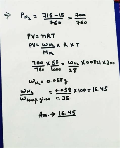 In Dumas method of estimation of nitrogen 0.35 g of an organic compound ...