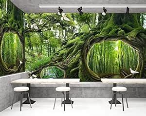 DECOR PRODUCTION PVC Vinyl Green Forest Wallpaper/Posters for Living ...