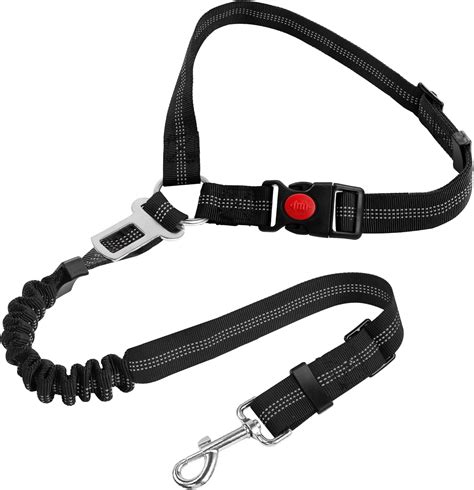 Dog Car Seat Belt, Restraint Adjustable with Elastic Bungee Buffer Headrest for Vehicle, 360 ...
