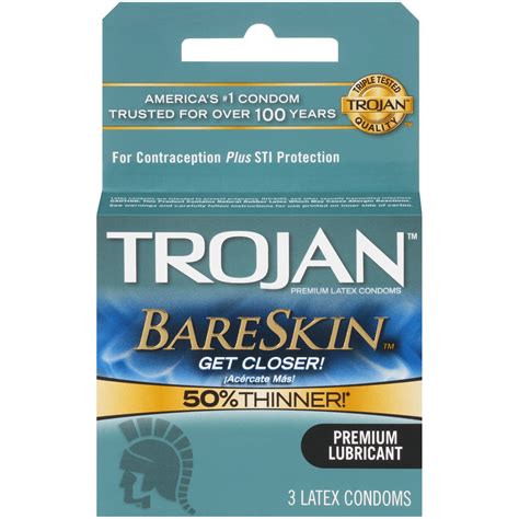 Trojan Sensitivity Bare Skin Lubricated, Latex Condoms - 3ct | Silver ...