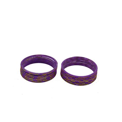 Buy Dm Bangles Violet Glass Bangle Set for Women - Size : 2.10, Set of ...