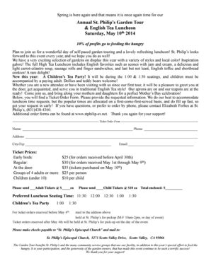 Fillable Online 2014 Garden Tour invitation without picture - Saint ...