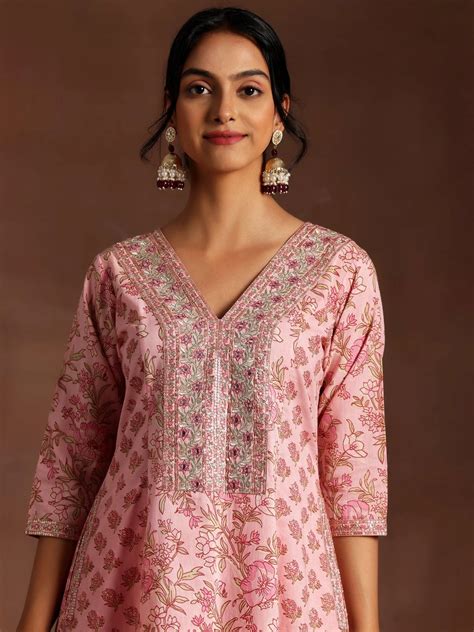 Buy Mariyam Pink Printed Cotton A-Line Kurta With Palazzos & Dupatta ...