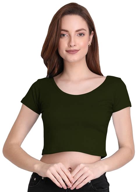 THE BLAZZE 1302 Sexy Women's Cotton Scoop Neck Half Sleeve Tank Crop ...