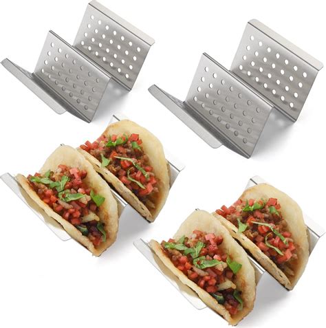 Amazon.com: YellRin Taco Holders Stainless Steel Taco Holder Stands Set ...