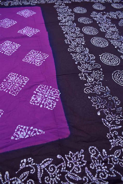 Purple Pure Cotton Batik Style Contrast Border Sungudi Saree – Naachiyars
