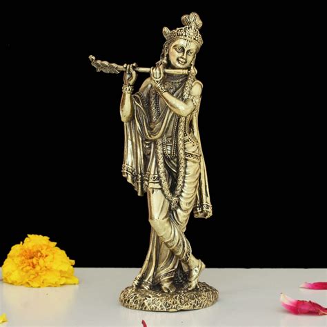 Buy Vittu kalali Brass Krishna Statue - Lord Standing Flute Krishna ...