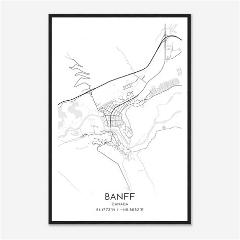 Banff Canada Map Poster, Modern Home Decor Wall Art Print - Custom Maps ...