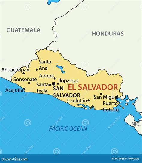 El Salvador - Mapa - Vector Del País Ilustración del Vector ...