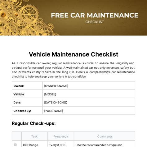 Image result for Vehicle Maintenance Checklist
