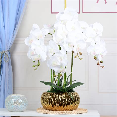 Artificial Flowers Fake Orchid Fake Plant White Orchid Silk Orchids ...