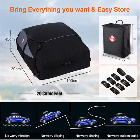 Car Roof Bag Cargo Carrier, 21 Cubic Feet Waterproof Rooftop Luggage ...