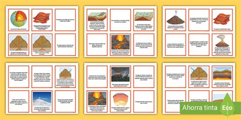 Tarjetas de emparejar: Los volcanes (teacher made) - Twinkl