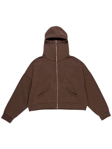 Entire Studios Washed Cotton Full-zip Hoodie In Brown | ModeSens