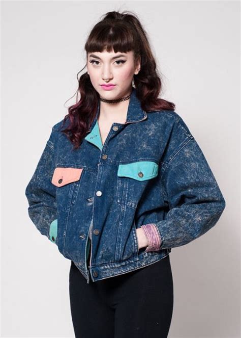 Vintage Color Block Denim Jacket | Stylish Women's Fashion