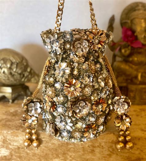 Gold Wildflower Bucket Bag | Adora by Ankita