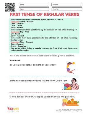 Fillable Online Past Tense of Regular Verbs Printable Worksheets for ...
