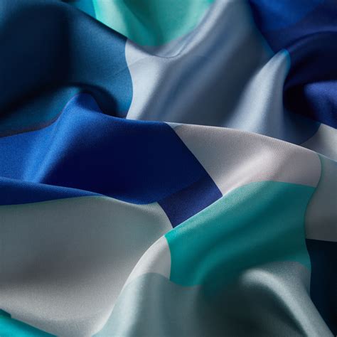 Denim Blue Lego Print Silk Twill Scarf | Ipekevi