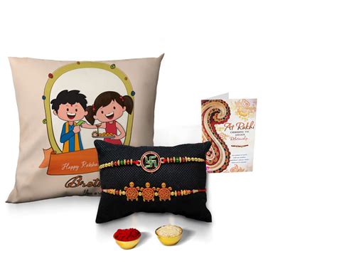 Buy Khakee Brother You are The Best Theme Cushion Cover, 2 Rakhi,Roli ...